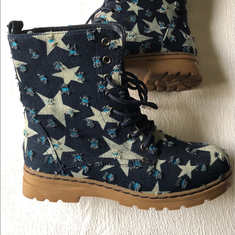 Denim Combat Boots